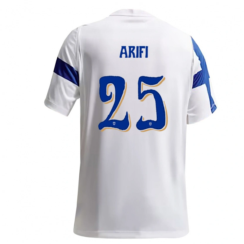 Danxen Hombre Camiseta Finlandia Doni Arifi #25 Blanco Azul 1ª Equipación 26-28 La Camisa