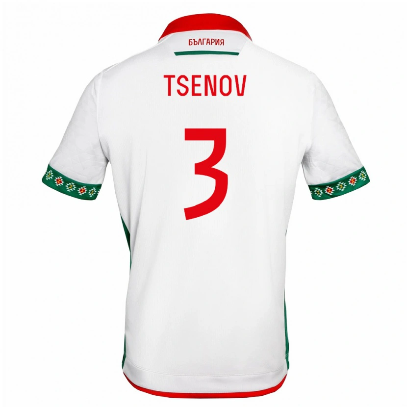Danxen Hombre Camiseta Bulgaria Emil Tsenov #3 Blanco Verde Rojo 1ª Equipación 26-28 La Camisa