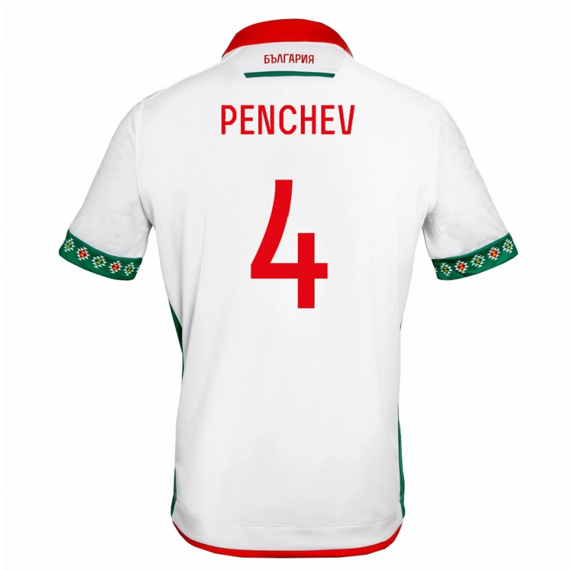 Danxen Hombre Camiseta Bulgaria Martin Penchev #4 Blanco Verde Rojo 1ª Equipación 26-28 La Camisa