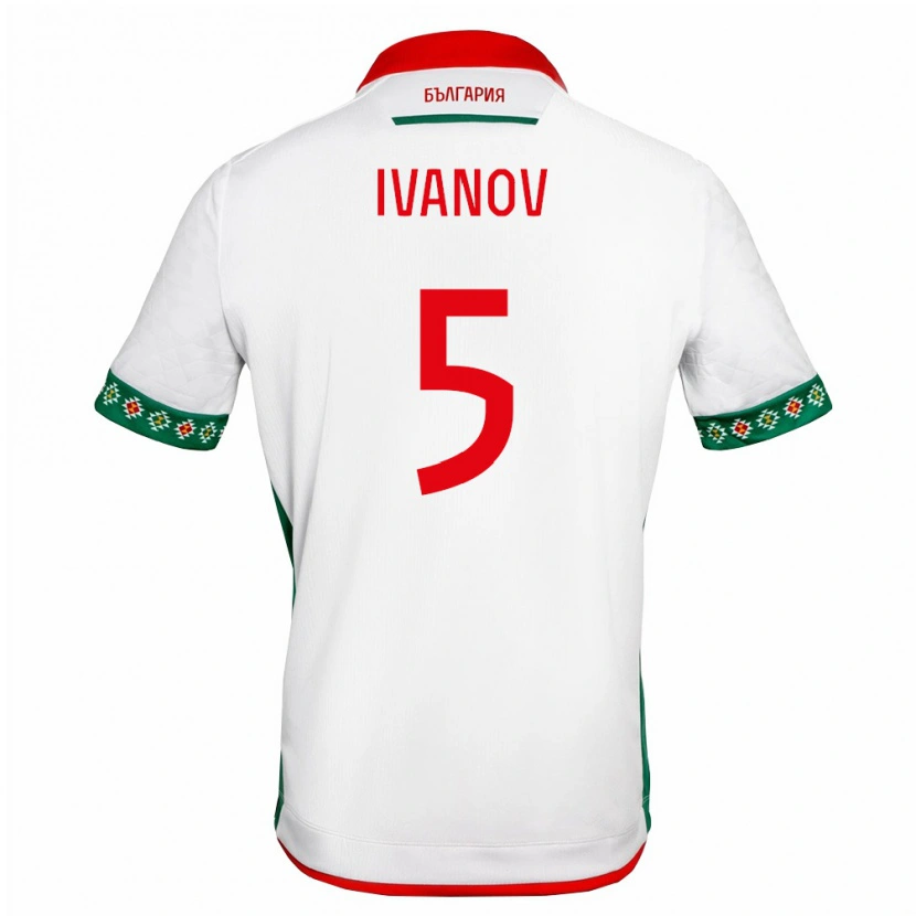 Danxen Hombre Camiseta Bulgaria Teodor Ivanov #5 Blanco Verde Rojo 1ª Equipación 26-28 La Camisa