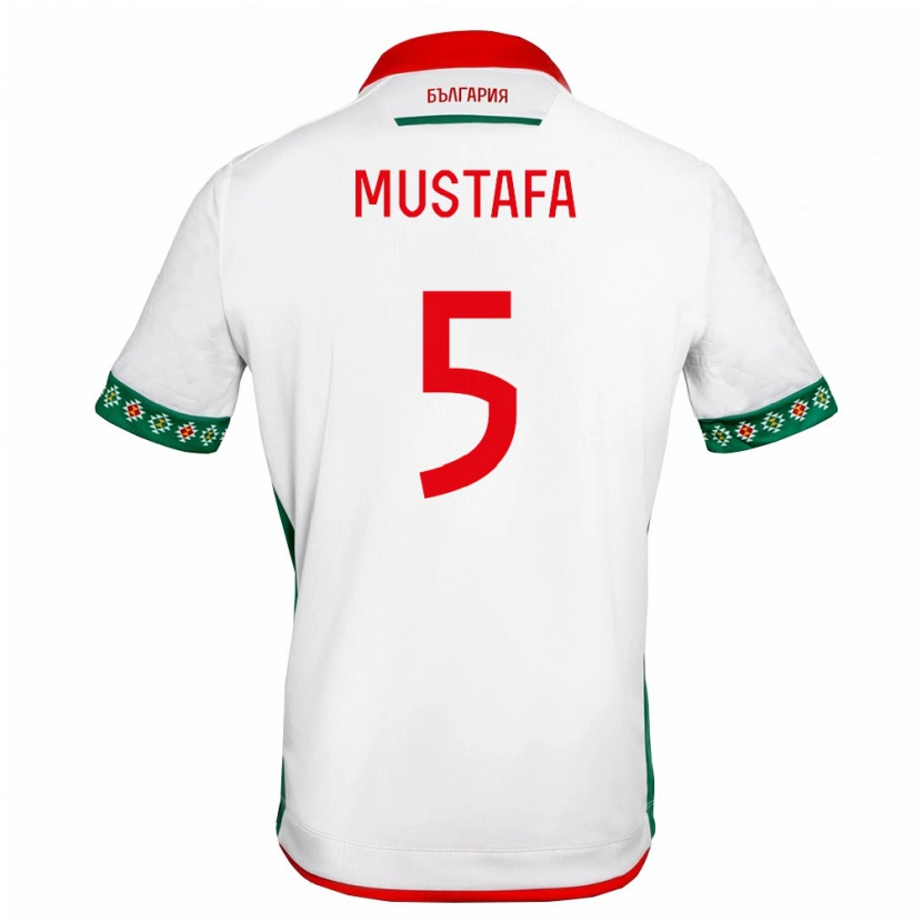 Danxen Hombre Camiseta Bulgaria Timur Mustafa #5 Blanco Verde Rojo 1ª Equipación 26-28 La Camisa