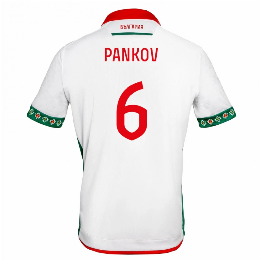 Danxen Hombre Camiseta Bulgaria Ivan Pankov #6 Blanco Verde Rojo 1ª Equipación 26-28 La Camisa