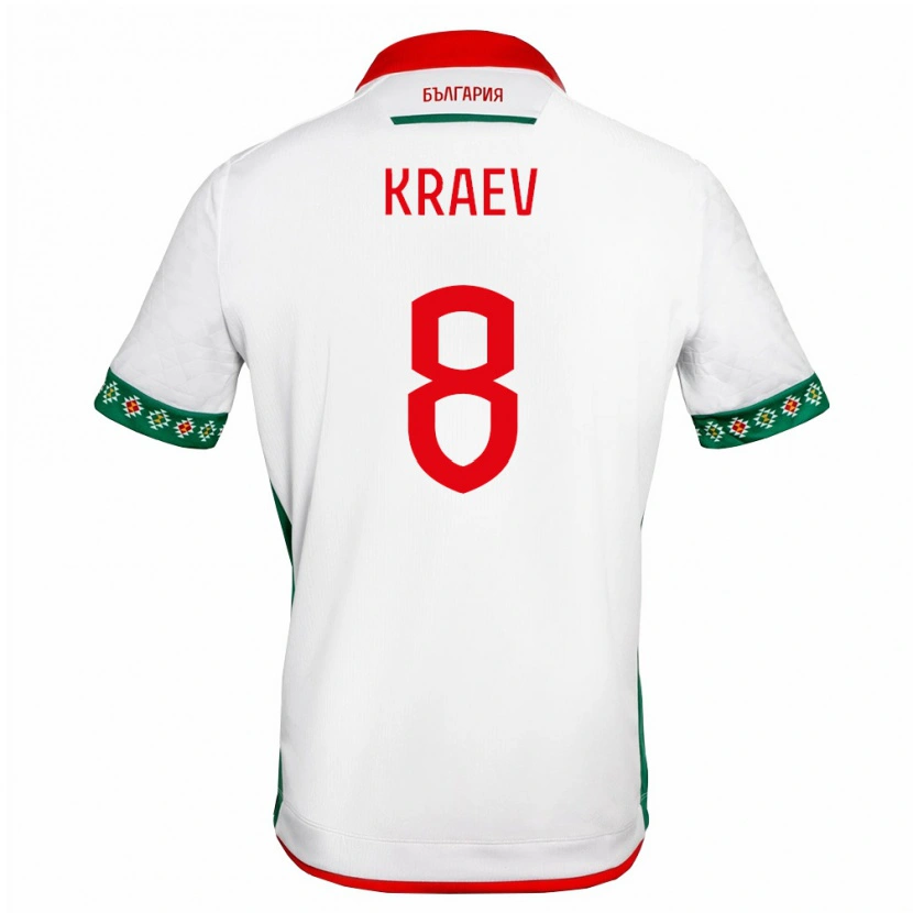 Danxen Hombre Camiseta Bulgaria Andrian Kraev #8 Blanco Verde Rojo 1ª Equipación 26-28 La Camisa