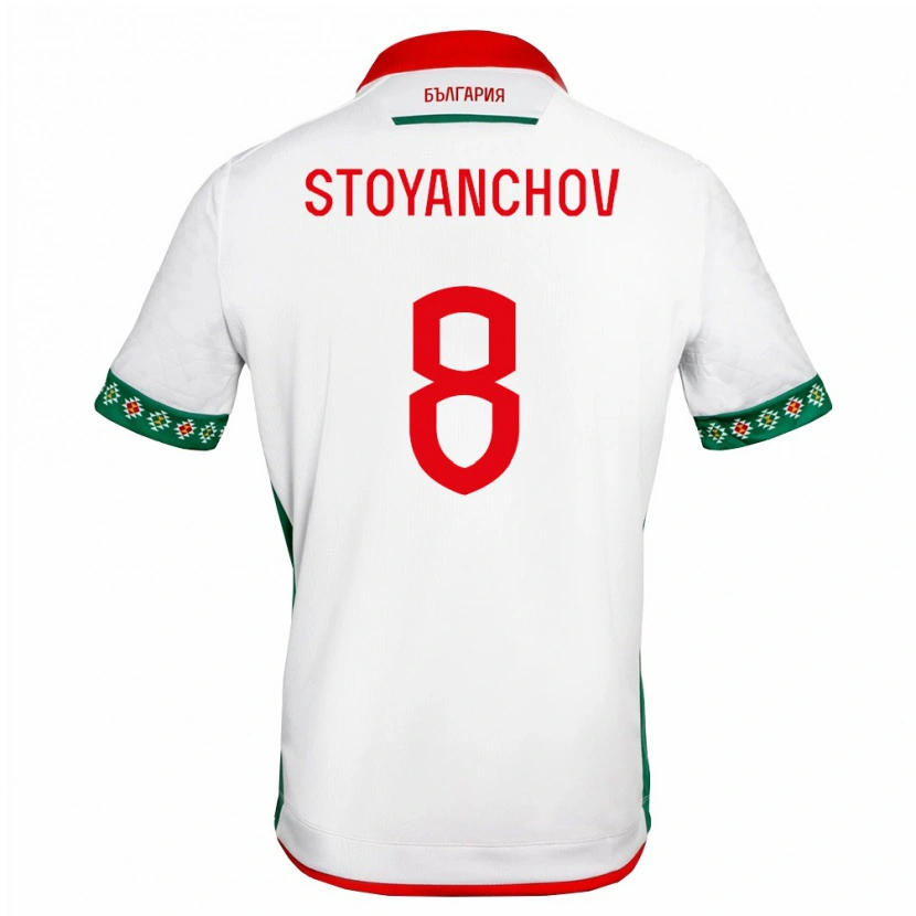 Danxen Hombre Camiseta Bulgaria Steven Stoyanchov #8 Blanco Verde Rojo 1ª Equipación 26-28 La Camisa