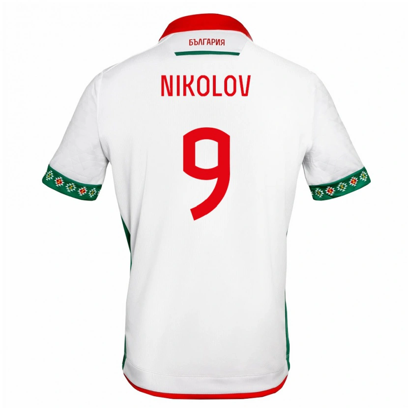 Danxen Hombre Camiseta Bulgaria Vladimir Nikolov #9 Blanco Verde Rojo 1ª Equipación 26-28 La Camisa
