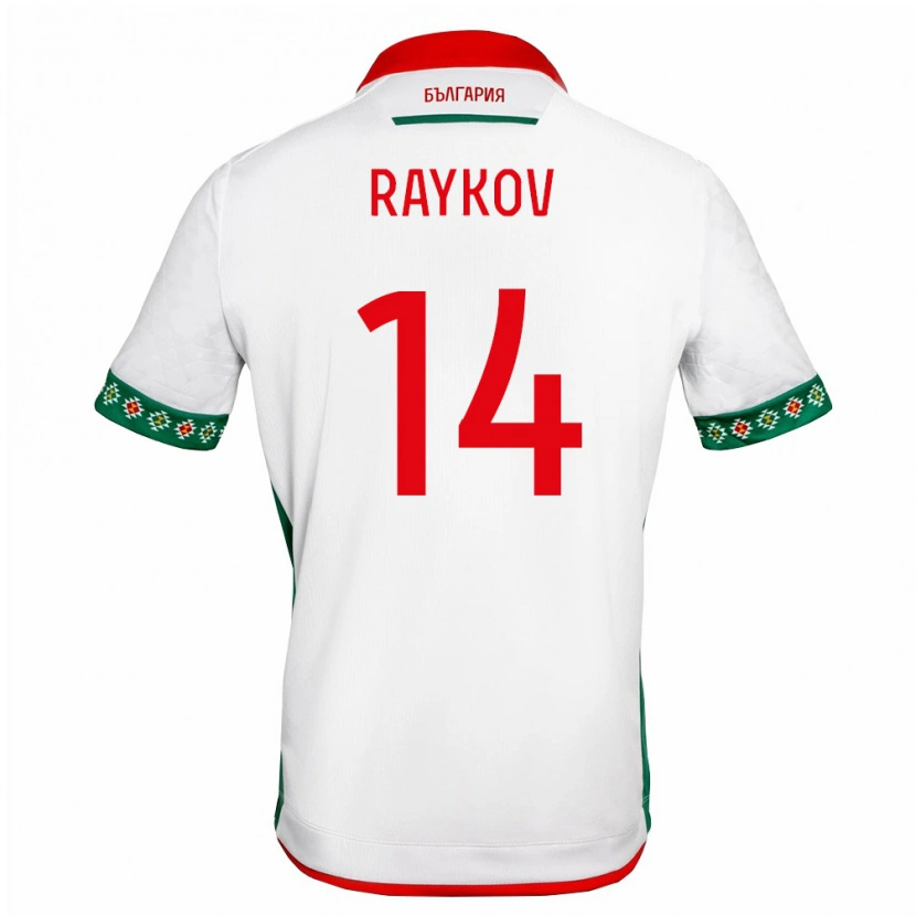Danxen Hombre Camiseta Bulgaria Teodor Raykov #14 Blanco Verde Rojo 1ª Equipación 26-28 La Camisa