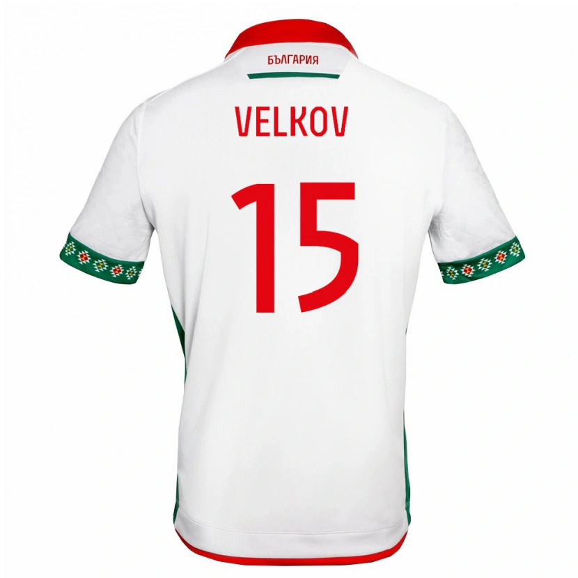 Danxen Hombre Camiseta Bulgaria Stefan Velkov #15 Blanco Verde Rojo 1ª Equipación 26-28 La Camisa