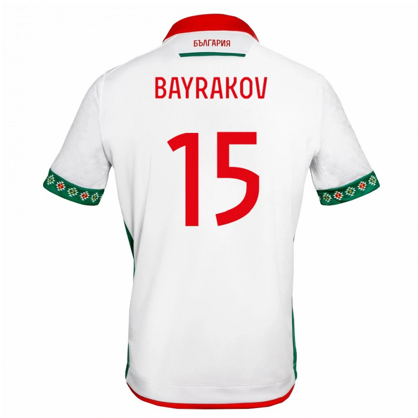 Danxen Hombre Camiseta Bulgaria Petar Bayrakov #15 Blanco Verde Rojo 1ª Equipación 26-28 La Camisa