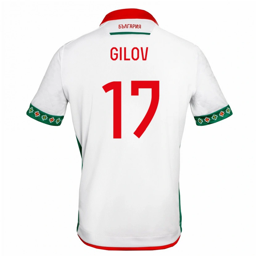 Danxen Hombre Camiseta Bulgaria Yulian Gilov #17 Blanco Verde Rojo 1ª Equipación 26-28 La Camisa