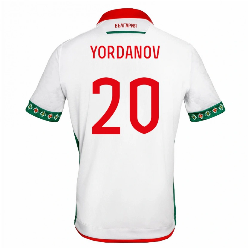 Danxen Hombre Camiseta Bulgaria Damyan Yordanov #20 Blanco Verde Rojo 1ª Equipación 26-28 La Camisa