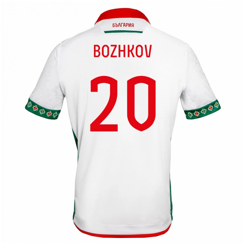 Danxen Hombre Camiseta Bulgaria Kaloyan Bozhkov #20 Blanco Verde Rojo 1ª Equipación 26-28 La Camisa