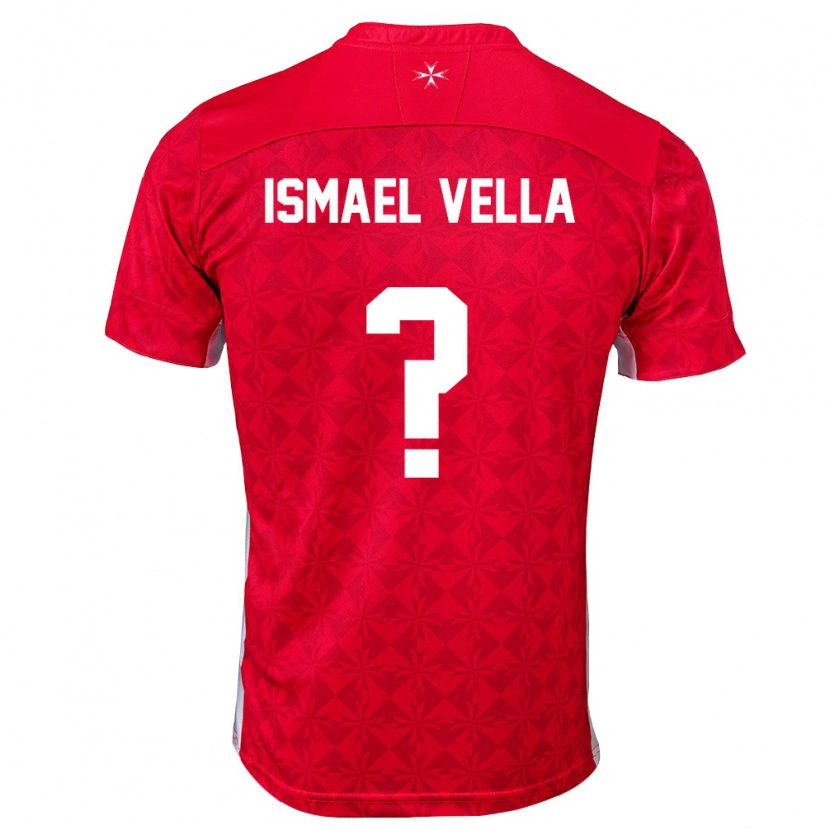 Danxen Hombre Camiseta Malta Ismael Vella #0 Rojo Blanco 1ª Equipación 26-28 La Camisa