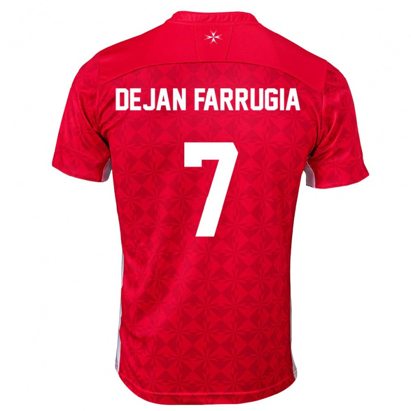 Danxen Hombre Camiseta Malta Dejan Farrugia #7 Rojo Blanco 1ª Equipación 26-28 La Camisa