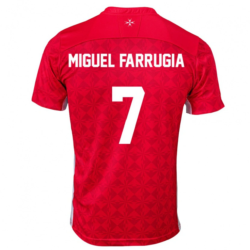 Danxen Hombre Camiseta Malta Miguel Farrugia #7 Rojo Blanco 1ª Equipación 26-28 La Camisa