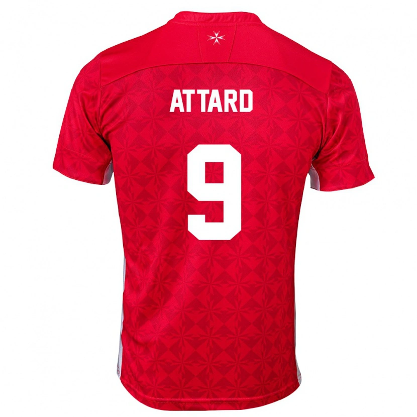 Danxen Hombre Camiseta Malta Denzel Attard #9 Rojo Blanco 1ª Equipación 26-28 La Camisa