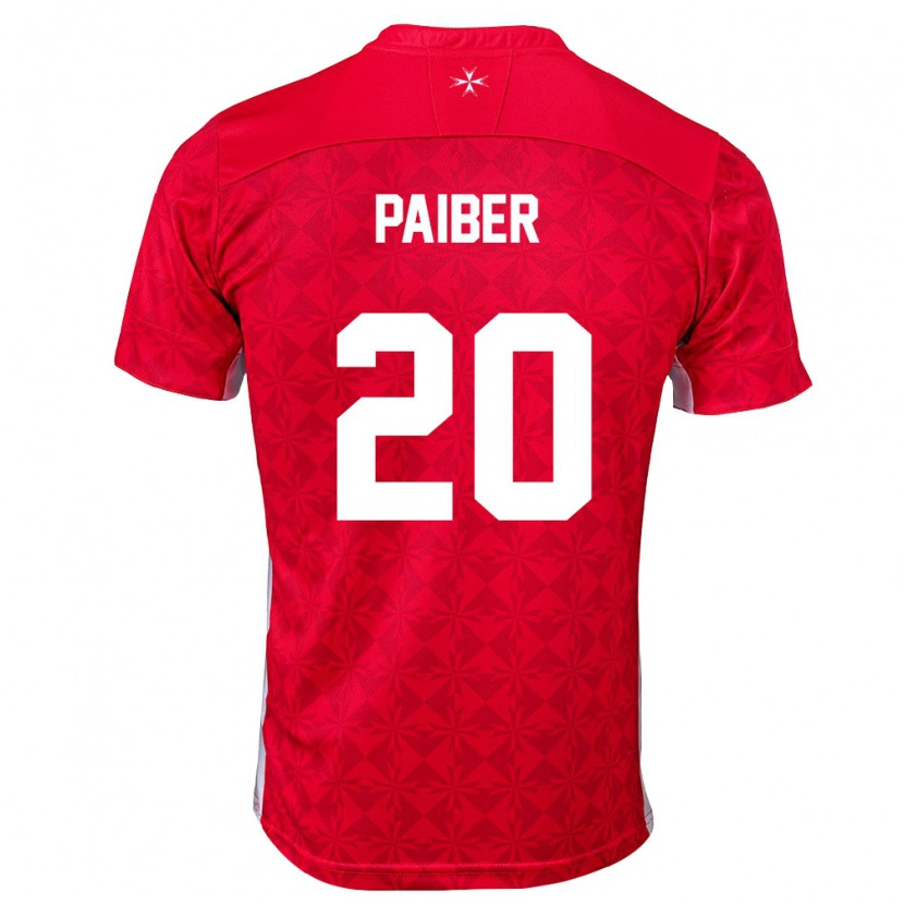 Danxen Hombre Camiseta Malta Brandon Paiber #20 Rojo Blanco 1ª Equipación 26-28 La Camisa