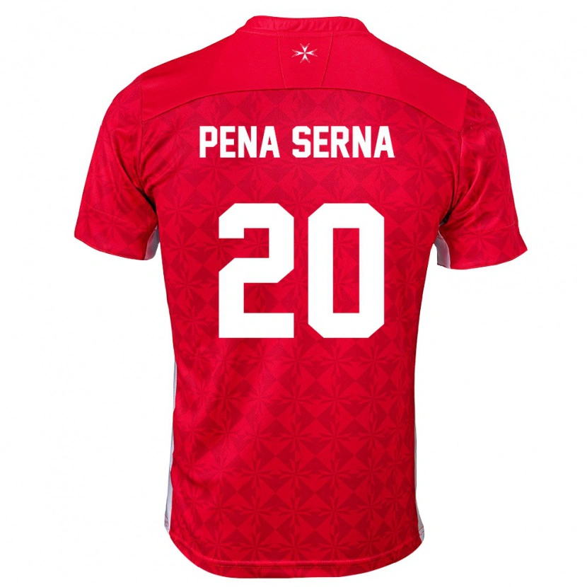 Danxen Hombre Camiseta Malta Justin Pena Serna #20 Rojo Blanco 1ª Equipación 26-28 La Camisa
