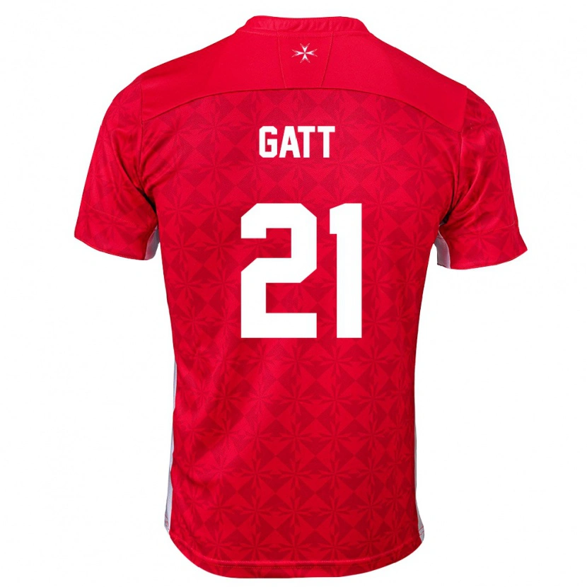 Danxen Hombre Camiseta Malta Sean Gatt #21 Rojo Blanco 1ª Equipación 26-28 La Camisa