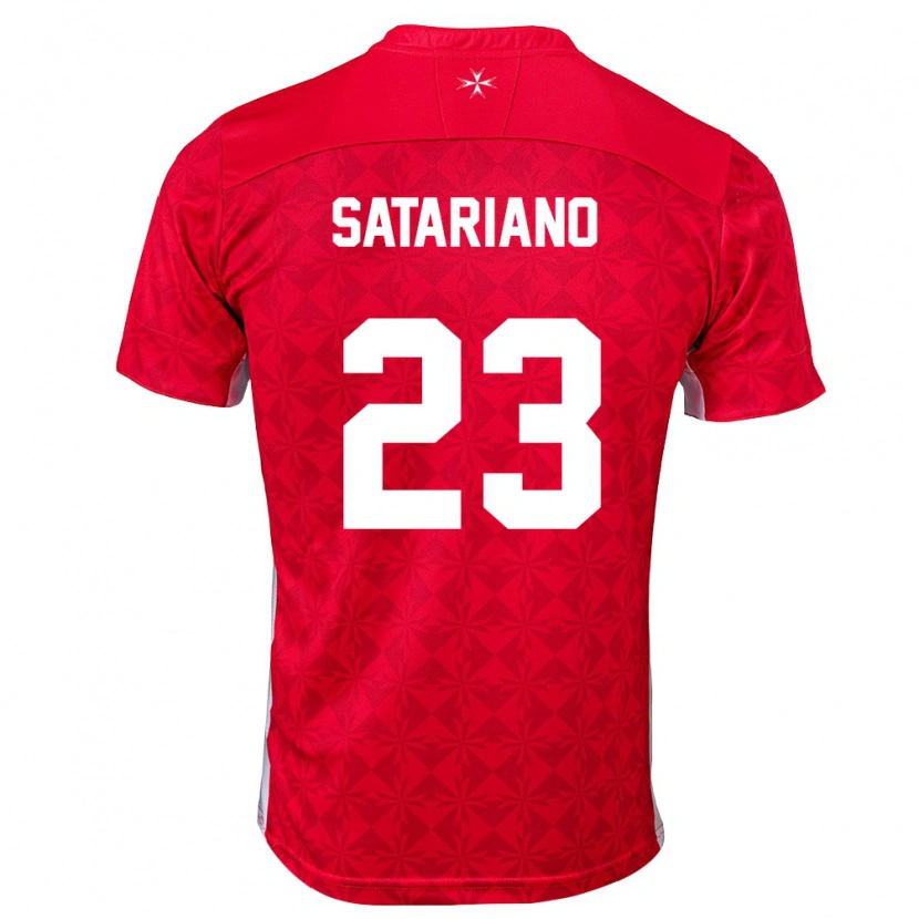 Danxen Hombre Camiseta Malta Alexander Satariano #23 Rojo Blanco 1ª Equipación 26-28 La Camisa