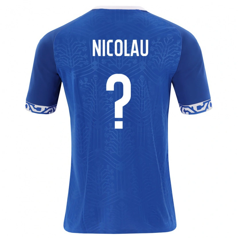 Danxen Hombre Camiseta Moldavia Alexandru Nicolau #0 Azul Real Blanco 1ª Equipación 26-28 La Camisa