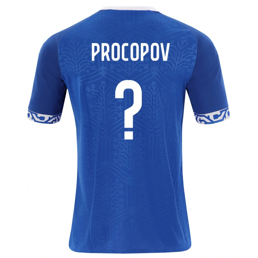 Danxen Hombre Camiseta Moldavia Ilia Procopov #0 Azul Real Blanco 1ª Equipación 26-28 La Camisa