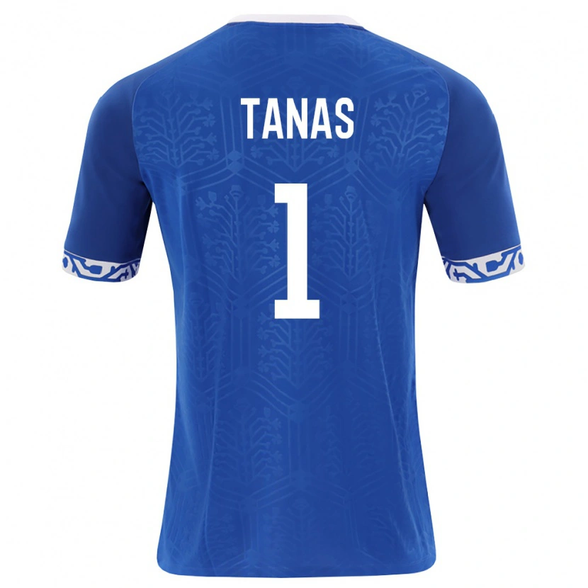 Danxen Hombre Camiseta Moldavia Gabriel Tanas #1 Azul Real Blanco 1ª Equipación 26-28 La Camisa