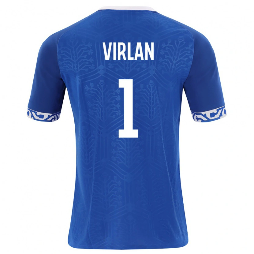 Danxen Hombre Camiseta Moldavia Daniel Vîrlan #1 Azul Real Blanco 1ª Equipación 26-28 La Camisa