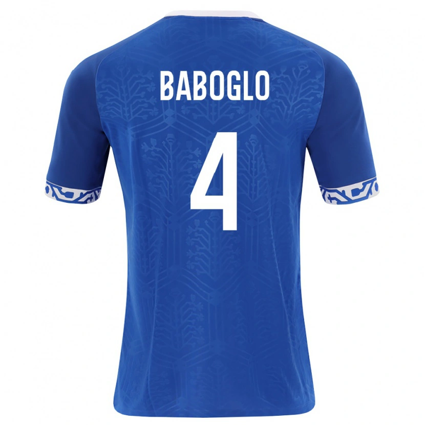 Danxen Hombre Camiseta Moldavia Vladyslav Baboglo #4 Azul Real Blanco 1ª Equipación 26-28 La Camisa