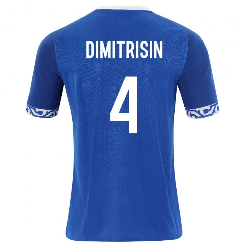 Danxen Hombre Camiseta Moldavia Daniil Dimitrișin #4 Azul Real Blanco 1ª Equipación 26-28 La Camisa