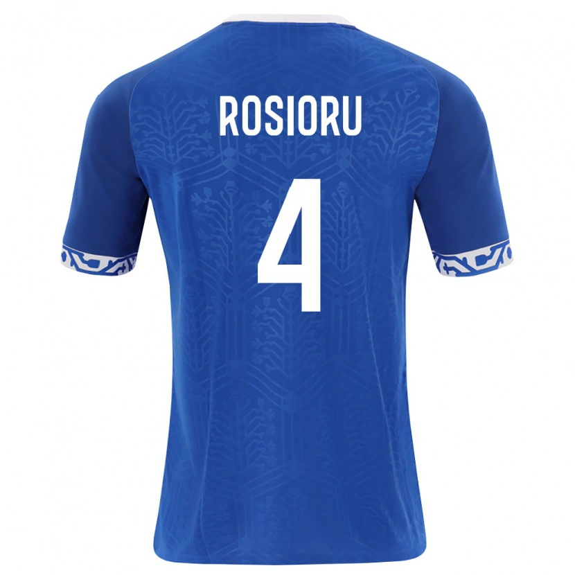 Danxen Hombre Camiseta Moldavia Marius-Nicolae Rosioru #4 Azul Real Blanco 1ª Equipación 26-28 La Camisa