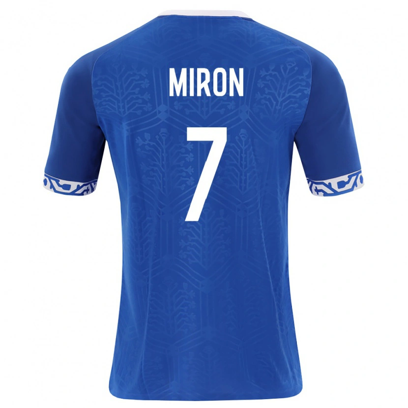 Danxen Hombre Camiseta Moldavia Gheorghe Miron #7 Azul Real Blanco 1ª Equipación 26-28 La Camisa