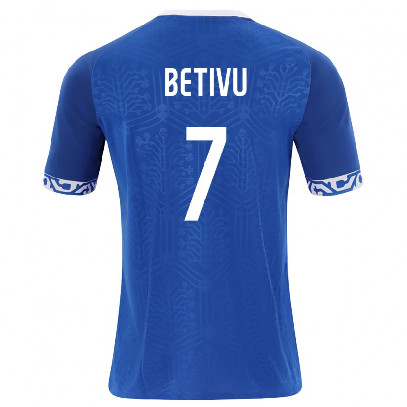 Danxen Hombre Camiseta Moldavia Alexandru Bețivu #7 Azul Real Blanco 1ª Equipación 26-28 La Camisa