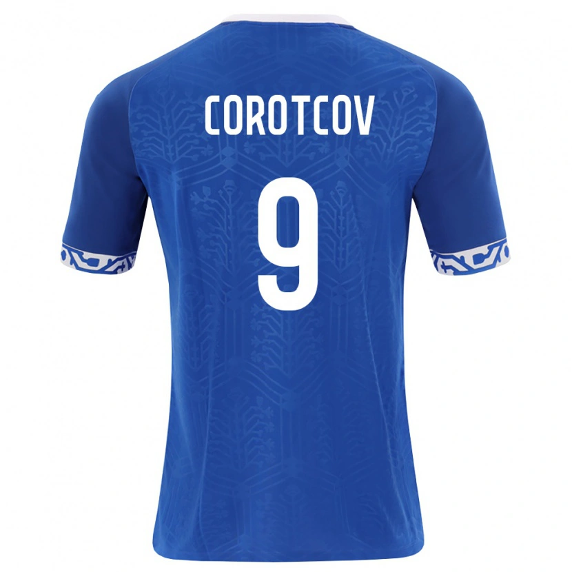 Danxen Hombre Camiseta Moldavia Mihail Corotcov #9 Azul Real Blanco 1ª Equipación 26-28 La Camisa