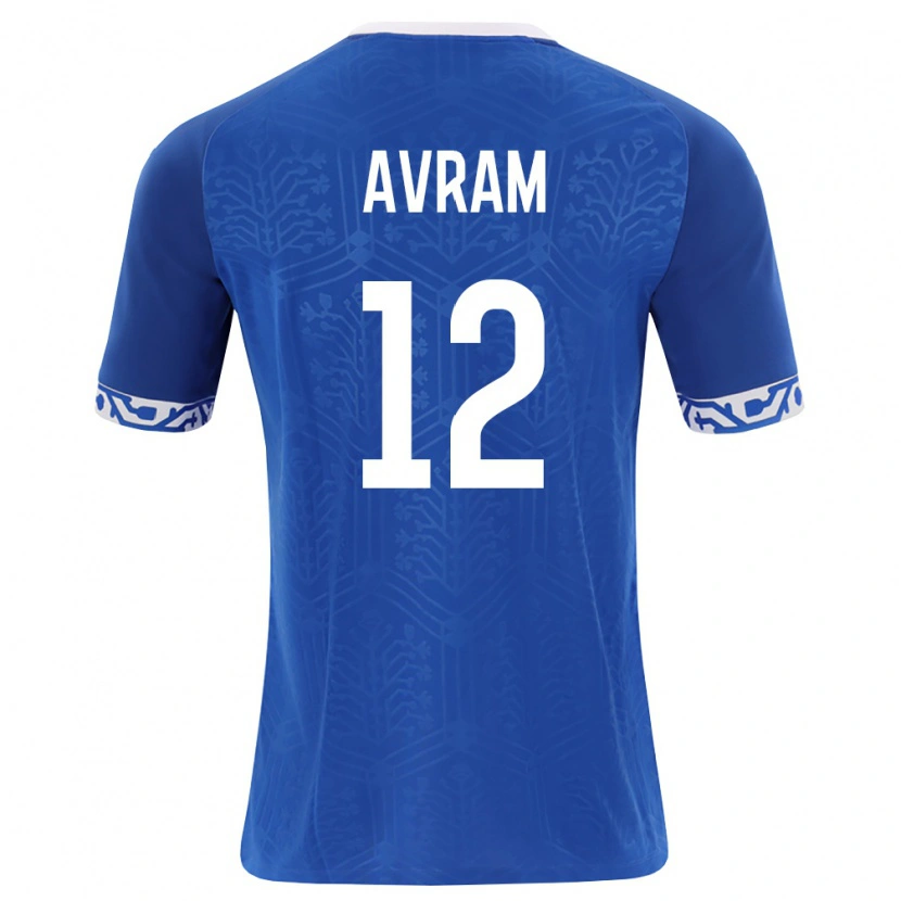 Danxen Hombre Camiseta Moldavia Cristian Avram #12 Azul Real Blanco 1ª Equipación 26-28 La Camisa