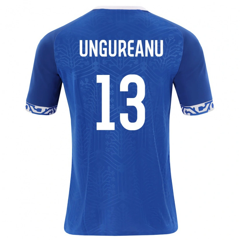 Danxen Hombre Camiseta Moldavia Sergiu Ungureanu #13 Azul Real Blanco 1ª Equipación 26-28 La Camisa