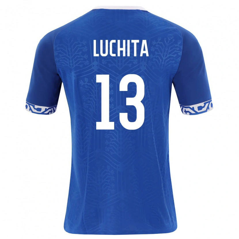 Danxen Hombre Camiseta Moldavia Vasile Luchita #13 Azul Real Blanco 1ª Equipación 26-28 La Camisa