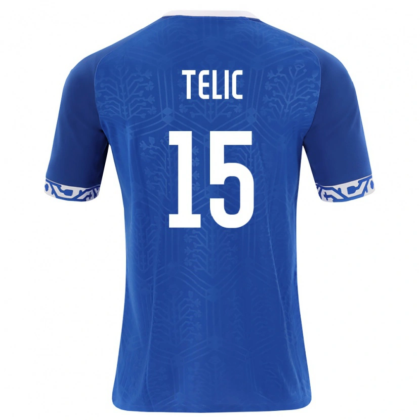 Danxen Hombre Camiseta Moldavia Nicolae Telic #15 Azul Real Blanco 1ª Equipación 26-28 La Camisa