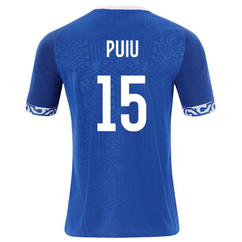 Danxen Hombre Camiseta Moldavia Bogdan Puiu #15 Azul Real Blanco 1ª Equipación 26-28 La Camisa