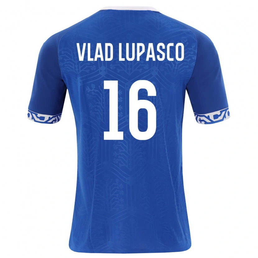Danxen Hombre Camiseta Moldavia Vlad Lupașco #16 Azul Real Blanco 1ª Equipación 26-28 La Camisa