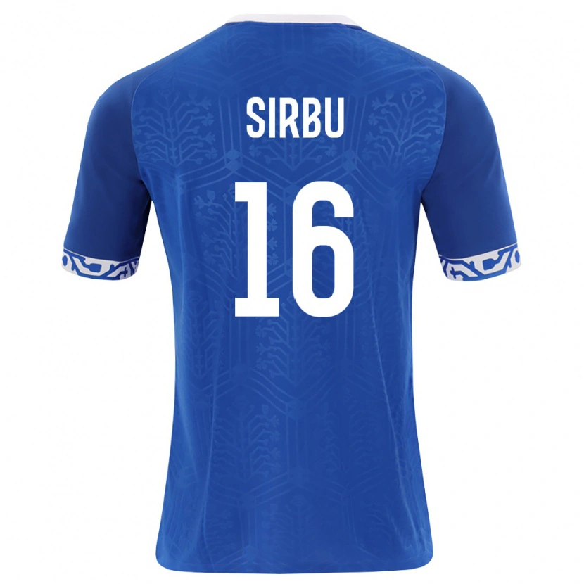 Danxen Hombre Camiseta Moldavia David Sirbu #16 Azul Real Blanco 1ª Equipación 26-28 La Camisa