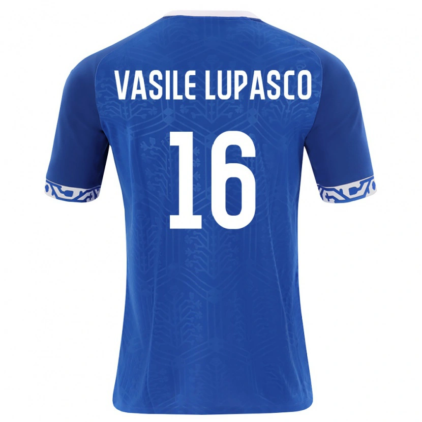 Danxen Hombre Camiseta Moldavia Vasile Lupasco #16 Azul Real Blanco 1ª Equipación 26-28 La Camisa