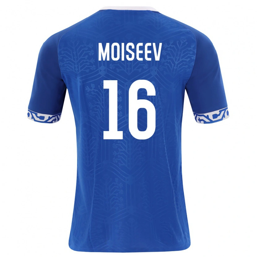 Danxen Hombre Camiseta Moldavia Victor Moiseev #16 Azul Real Blanco 1ª Equipación 26-28 La Camisa