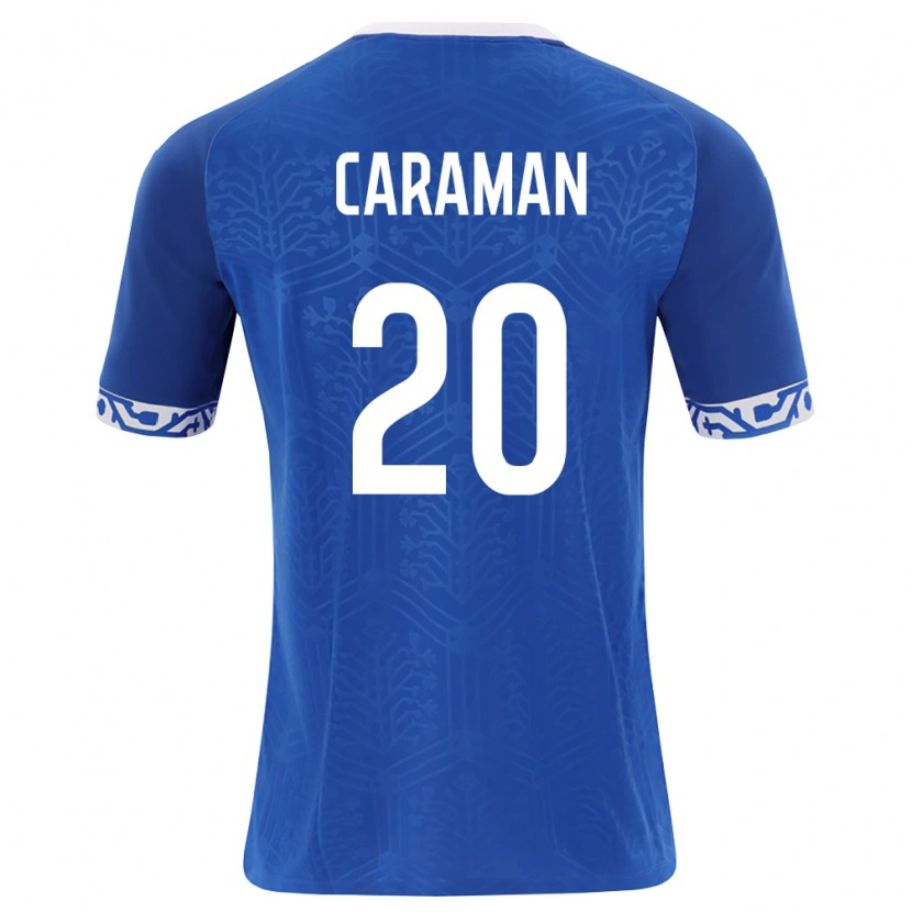Danxen Hombre Camiseta Moldavia Ilia Caraman #20 Azul Real Blanco 1ª Equipación 26-28 La Camisa
