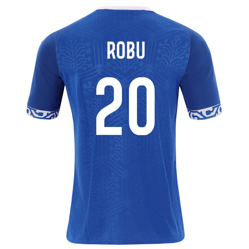 Danxen Hombre Camiseta Moldavia Alexandru Robu #20 Azul Real Blanco 1ª Equipación 26-28 La Camisa
