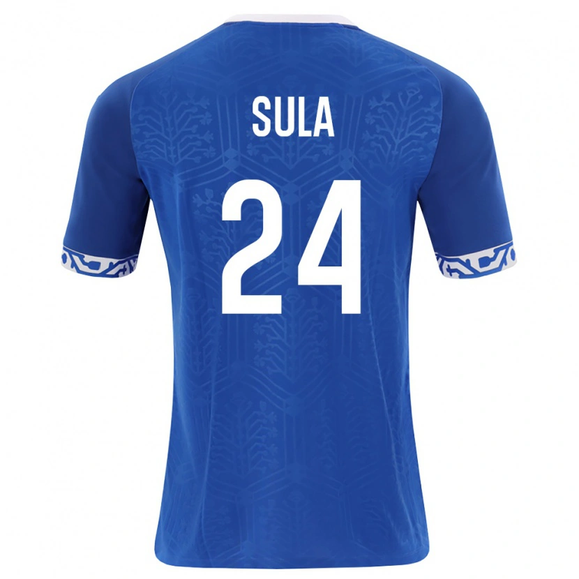Danxen Hombre Camiseta Moldavia Paolo Sula #24 Azul Real Blanco 1ª Equipación 26-28 La Camisa