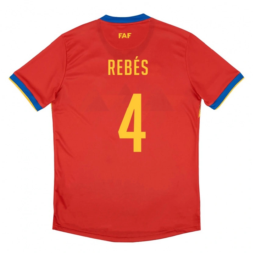 Danxen Hombre Camiseta Andorra Marc Rebés #4 Rojo Azul Amarillo 1ª Equipación 26-28 La Camisa