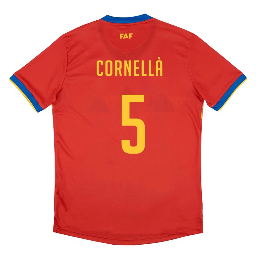 Danxen Hombre Camiseta Andorra Alex Cornellà #5 Rojo Azul Amarillo 1ª Equipación 26-28 La Camisa