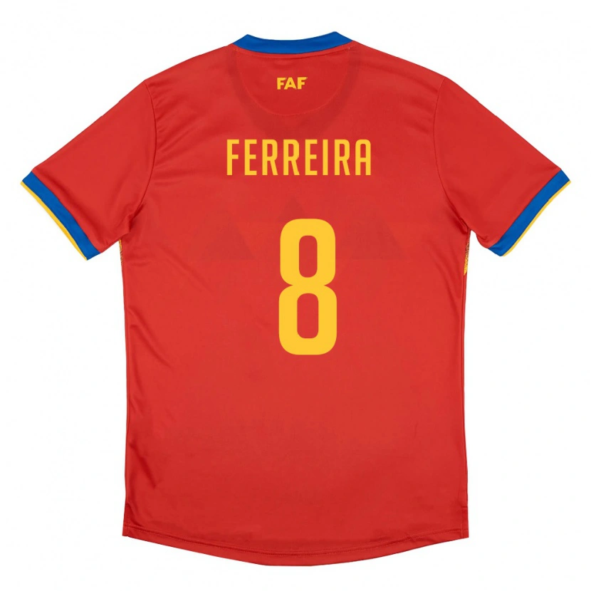 Danxen Hombre Camiseta Andorra Hugo Ferreira #8 Rojo Azul Amarillo 1ª Equipación 26-28 La Camisa