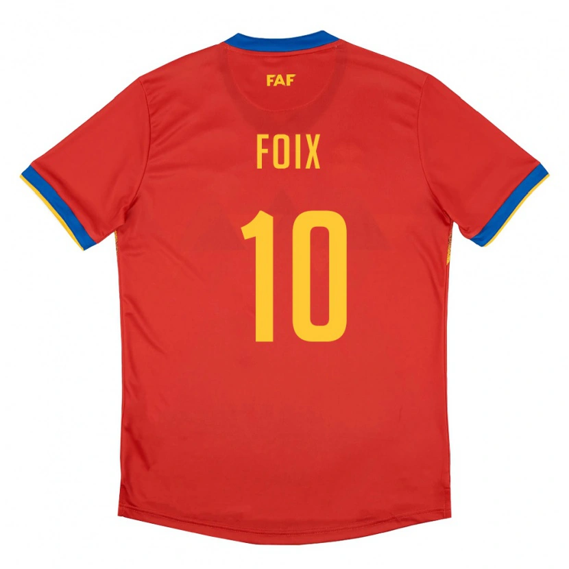 Danxen Hombre Camiseta Andorra Pol Foix #10 Rojo Azul Amarillo 1ª Equipación 26-28 La Camisa
