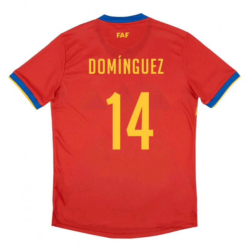 Danxen Hombre Camiseta Andorra Iván Domínguez #14 Rojo Azul Amarillo 1ª Equipación 26-28 La Camisa
